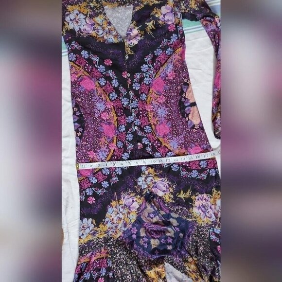 Free People Marais Floral Maxi Tunic Dress Size XS Witchy Boho Fall Festival - Picture 9 of 10